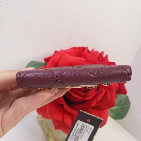 NWT Badgley Mischka Plum Red / Purple Short Bifold Card Wallet - Picture 7 of 9